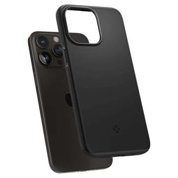 Hülle für iPhone 15 Pro Spigen Tin Fit Case, schützende Rückseite für das Telefon Schwarz