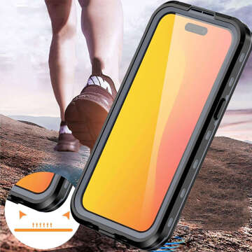 Hülle für iPhone 15 wasserdicht Mag Safe Case gepanzertes wasserdichtes Gehäuse schwarz und grau