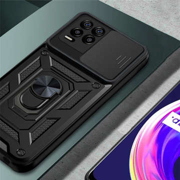 Hülle mit Kameraabdeckung Alogy Camshield Stand Ring für Realme 8/8 Pro schwarz