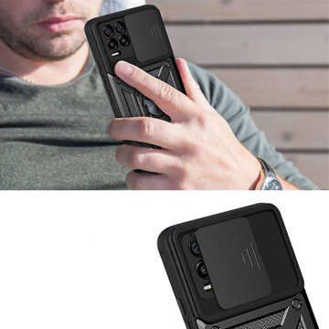 Hülle mit Kameraabdeckung Alogy Camshield Stand Ring für Realme 8/8 Pro schwarz