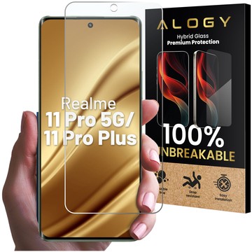 Hybridglas für Realme 11 Pro 5G / Pro Plus Displayschutzfolie Alogy Flexi Glass 9H Hüllenfreundlicher flacher Displayschutz