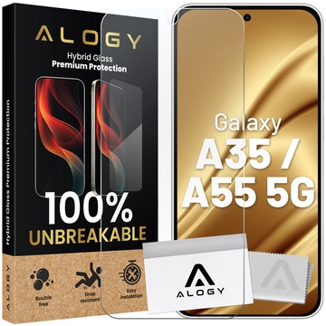 Hybridglas für Samsung Galaxy A35 / A55 5G Displayschutzfolie Alogy Flexi Glass 9H Hüllenfreundlicher flacher Displayschutz