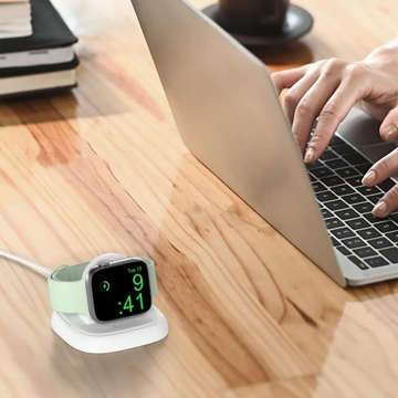 Induktives Ladegerät für Apple Watch Qi Wireless Charger Stand White