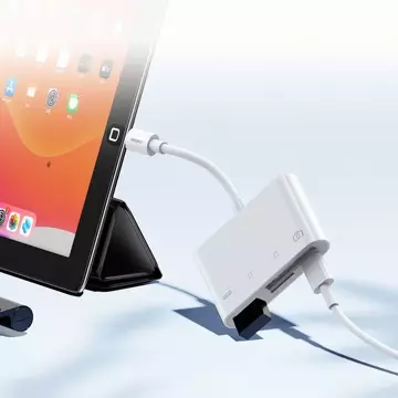 Joyroom HUB multifunktionaler OTG-Adapter Lightning - USB 3.2 Gen 1 (3.0, 3.1 Gen 1) / SD, TF-Kartenleser / Lightning weiß (S-H142 weiß)