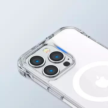 Joyroom Magnetic Defender Magnetische Hülle für iPhone 14 Plus gepanzerte Hülle mit Hakenständer durchsichtig (MagSafe-kompatibel)