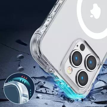 Joyroom Magnetic Defender Magnetische Hülle für iPhone 14 Plus gepanzerte Hülle mit Hakenständer durchsichtig (MagSafe-kompatibel)