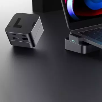 Joyroom Ständer multifunktionaler HUB USB Typ C - USB 3.0 / RJ45 / HDMI / USB Typ C / Thunderbolt für MacBook Pro grau (S-H121 Grey)