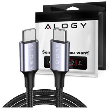 Kabel 2 m PD 60 W Alogy Nylon USB-C auf USB-C Typ C Ladegeflecht-Organizer