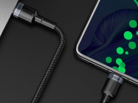 Kabel 2m Baseus Cafule USB-C Quick Charge 3.0 PD 2.0 100W 5A Szary