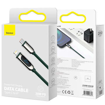 Kabel 2m Baseus Display PD 20W USB-C Typ C für Lightning für iPhone Zielony