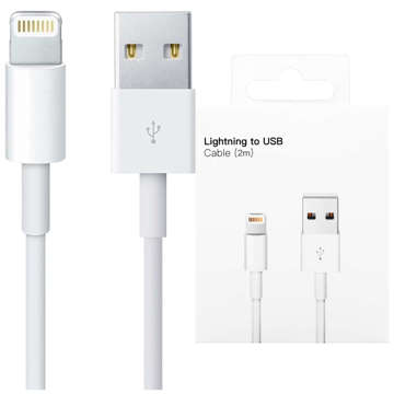 Kabel 2m Lightning auf USB-A USB für Apple iPhone, iPad, iPod BOX Weiß