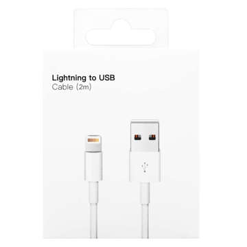 Kabel 2m Lightning auf USB-A USB für Apple iPhone, iPad, iPod BOX Weiß