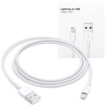 Kabel 2m Lightning auf USB-A USB für Apple iPhone, iPad, iPod BOX Weiß