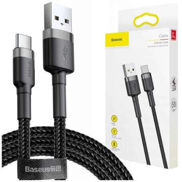 Kabel 50 cm Baseus Cafule USB-C 3A grau schwarz