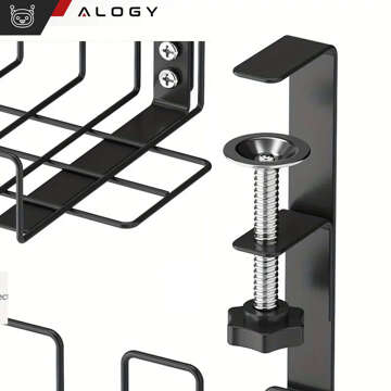 Kabel-Organizer-Halterung für Kabel, Schreibtischstreifen unter dem Schreibtisch, Aluminium, 38,5 cm, Alogy Black