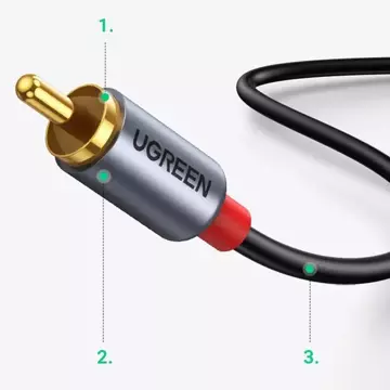 "Kabel UGREEN Audio Audiokabel USB Typ C (männlich) - 2 RCA (männlich) 1,5 m grau (20193 CM451)"