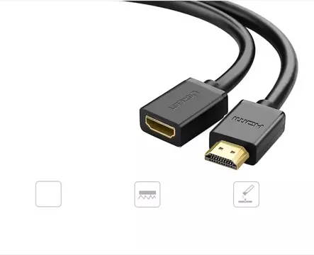 Kabel UGREEN Verlängerungskabel HDMI (weiblich) - HDMI (männlich) 19-polig 1,4 V 4K 60 Hz 30 AWG 2 m schwarz (10142)