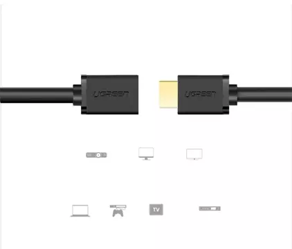 Kabel UGREEN Verlängerungskabel HDMI (weiblich) - HDMI (männlich) 19-polig 1,4 V 4K 60 Hz 30 AWG 2 m schwarz (10142)