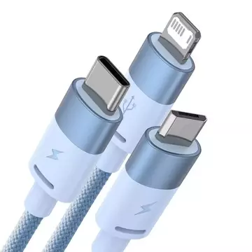 Kabel USB 3w1 Baseus StarSpeed, USB-C Micro-USB Lightning, 3,5A, 1,2m (niebieski)