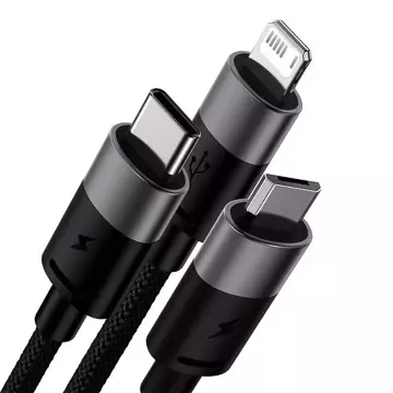 Kabel USB 3w1 Baseus StarSpeed, USB-C Micro-USB Lightning, 3,5A, 1,2m (schwarz)