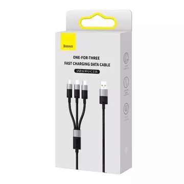 Kabel USB 3w1 Baseus StarSpeed, USB-C Micro-USB Lightning, 3,5A, 1,2m (schwarz)