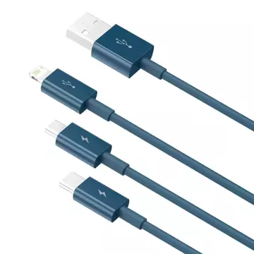 Kabel USB 3w1 Baseus Superior Series, USB bis Micro USB / USB-C / Lightning, 3.5A, 1.2m (niebieski)