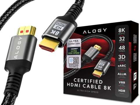 Kabel x2 HDMI 2.1 Alogy 2m 8K PREMIUM ULTRA High Speed ​​60Hz 48GBps Czarny