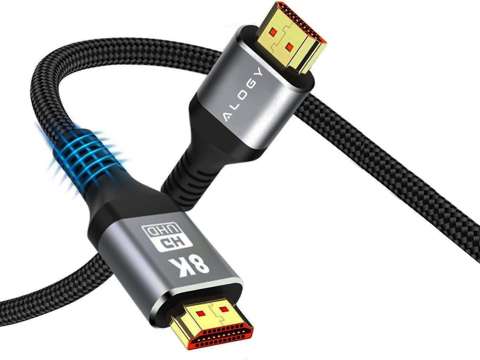 Kabel x2 HDMI 2.1 Alogy 2m 8K PREMIUM ULTRA High Speed ​​60Hz 48GBps Czarny