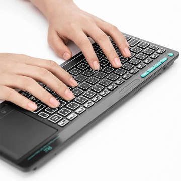 Kabellose RGB-LED-Tastatur mit Touchpad für PC-TV-Tablet Schwarzer Ständer für den Schreibtisch