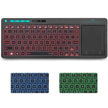 Kabellose RGB-LED-Tastatur mit Touchpad für Tablet-PC-TV Schwarz