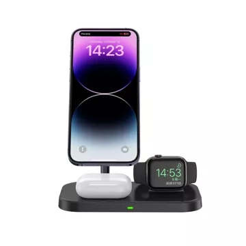 Kabelloses induktives Ladegerät QI15W-A22 3IN1 Magnetisches MagSafe Wireless Charger Schwarz für iPhone/AirPods/Watch Weiß