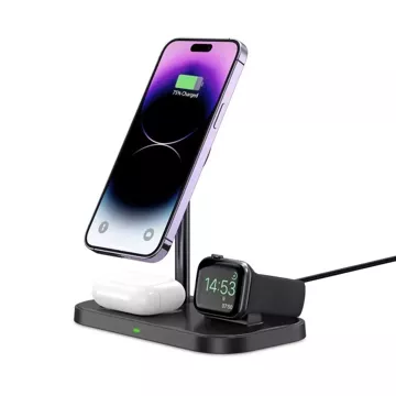 Kabelloses induktives Ladegerät QI15W-A22 3IN1 Magnetisches MagSafe Wireless Charger Schwarz für iPhone/AirPods/Watch Weiß