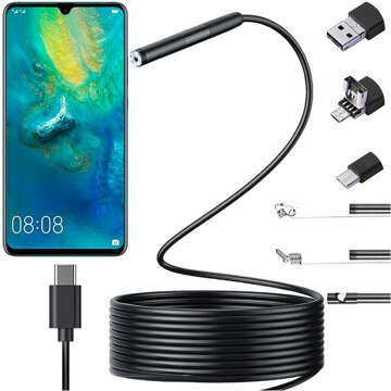 Kamera-Inspektion für Endoskopie, Micro-USB, USB-C, USB, Full HD, 3 m, 8 mm, Endoskop Alogy Hard Wire