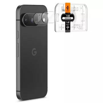 Kameraabdeckung aus gehärtetem Glas Spigen Optik.Tr „EZ Fit“ Kameraschutz 2er-Pack Google Pixel 9 Kristallklar.