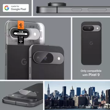 Kameraabdeckung aus gehärtetem Glas Spigen Optik.Tr „EZ Fit“ Kameraschutz 2er-Pack Google Pixel 9 Kristallklar.