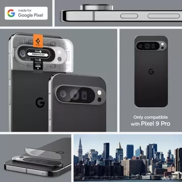 Kameraabdeckung aus gehärtetem Glas Spigen Optik.Tr „EZ Fit“ Kameraschutz 2er-Pack Google Pixel 9 Pro Kristallklar