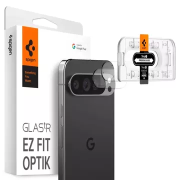 Kameraabdeckung aus gehärtetem Glas Spigen Optik.Tr „EZ Fit“ Kameraschutz 2er-Pack für Google Pixel 9 Pro XL Kristallklar