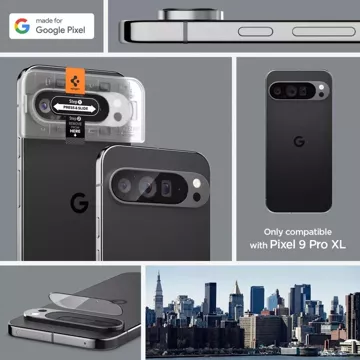 Kameraabdeckung aus gehärtetem Glas Spigen Optik.Tr „EZ Fit“ Kameraschutz 2er-Pack für Google Pixel 9 Pro XL Kristallklar