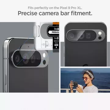 Kameraabdeckung aus gehärtetem Glas Spigen Optik.Tr „EZ Fit“ Kameraschutz 2er-Pack für Google Pixel 9 Pro XL Kristallklar