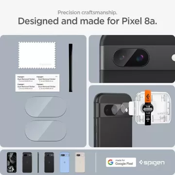 Kameraschutz aus gehärtetem Glas Spigen Optik.TR „EZ FIT“ Kameraschutz 2er-Pack für Google Pixel 8A Klar