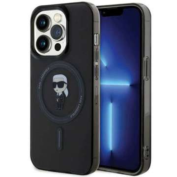 Karl Lagerfeld Hülle KLHMP15LHFCKNOK für iPhone 15 Pro 6,1" Schwarz/Schwarz Hardcase IML Iconic MagSafe