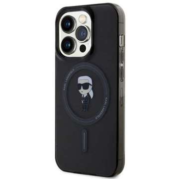 Karl Lagerfeld Hülle KLHMP15LHFCKNOK für iPhone 15 Pro 6,1" Schwarz/Schwarz Hardcase IML Iconic MagSafe