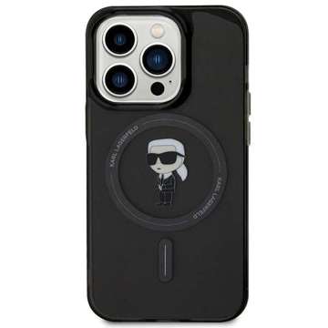 Karl Lagerfeld Hülle KLHMP15LHFCKNOK für iPhone 15 Pro 6,1" Schwarz/Schwarz Hardcase IML Iconic MagSafe