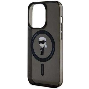 Karl Lagerfeld Hülle KLHMP15LHFCKNOK für iPhone 15 Pro 6,1" Schwarz/Schwarz Hardcase IML Iconic MagSafe