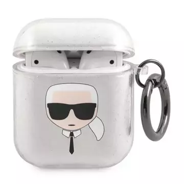 Karl Lagerfeld KLA2UKHGS AirPods Cover srebrny/silver Glitter Karl`s Head