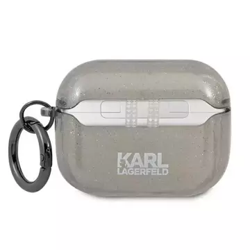 Karl Lagerfeld KLAPUKHGK AirPods Pro Cover Czarny/Schwarz Glitter Karl`s Head