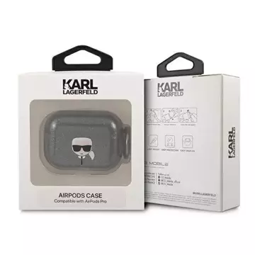 Karl Lagerfeld KLAPUKHGK AirPods Pro Cover Czarny/Schwarz Glitter Karl`s Head