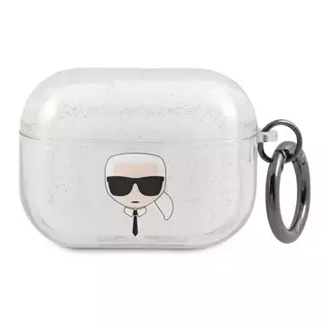 Karl Lagerfeld KLAPUKHGS AirPods Pro Cover srebrny/silver Glitter Karl`s Head