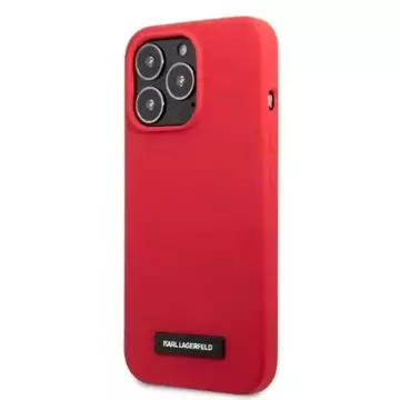 Karl Lagerfeld KLHCP13LSLMP1R Handyschutzhülle für Apple iPhone 13 Pro / 13 6.1" Hardcase rot/rote Silikonplakette