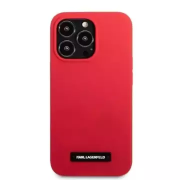 Karl Lagerfeld KLHCP13LSLMP1R Handyschutzhülle für Apple iPhone 13 Pro / 13 6.1" Hardcase rot/rote Silikonplakette